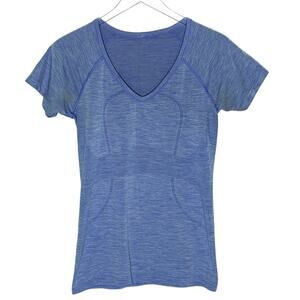 Lululemon Swiftly Tech Short Sleeve Tee 8 Heathered Blue Workout Gym *flaw